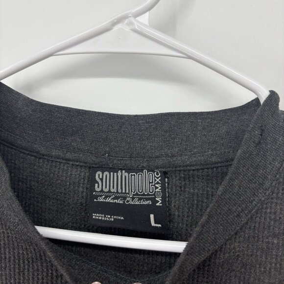 Southpole Gray Long Sleeve Waffle Knit Thermal Shirt Mens Size Large Vintage Y2K - Picture 5 of 10